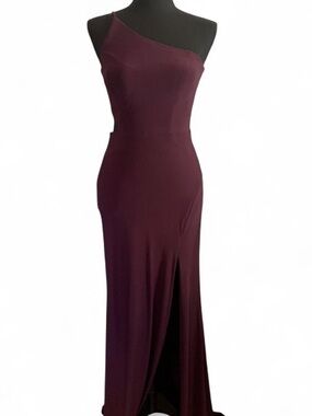 Jump One-Shoulder Burgundy/Plum Evening Gown